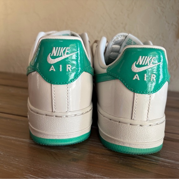 Nike AirForce 1 White and Green Low-Top Sneakers - Picture 7 of 14